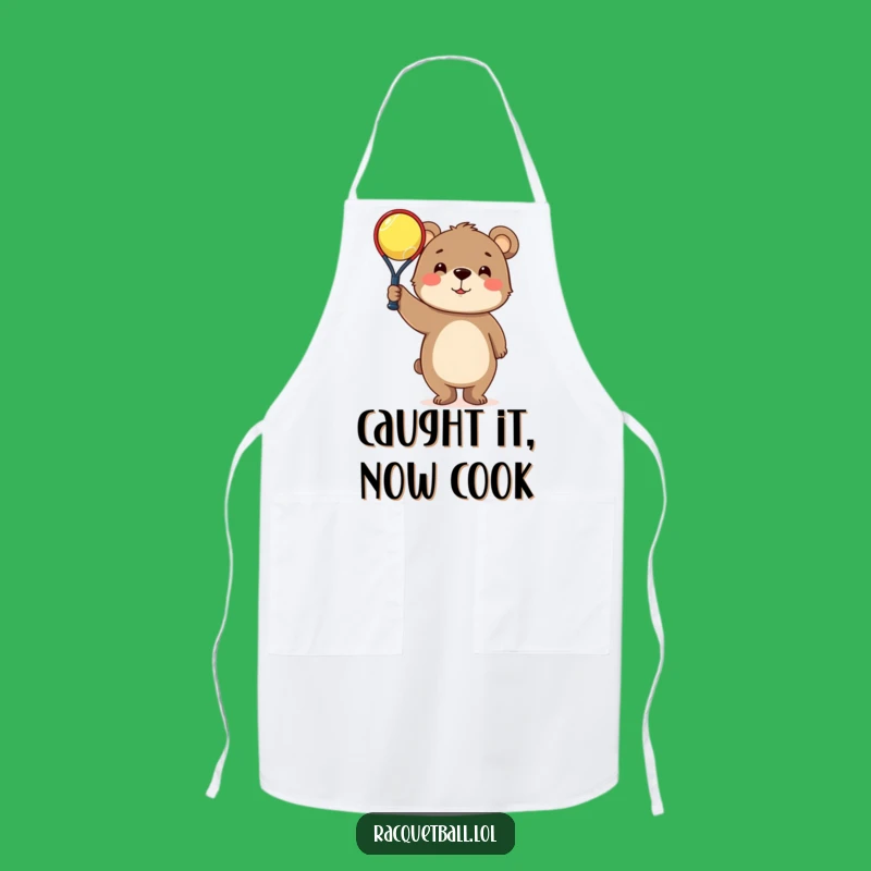 Funny Bear Racquetball Apron: Kitchen Victory Wear, Hilarious Sports Gift