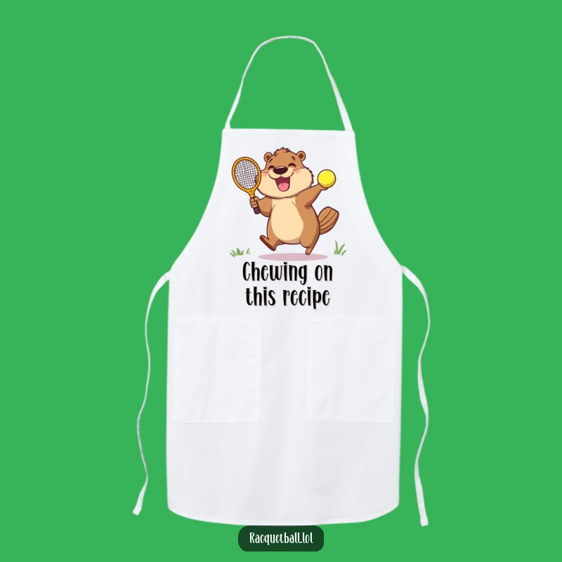 Funny Beaver Racquetball Apron: Cook Up Laughs in the Kitchen with This Sports Design