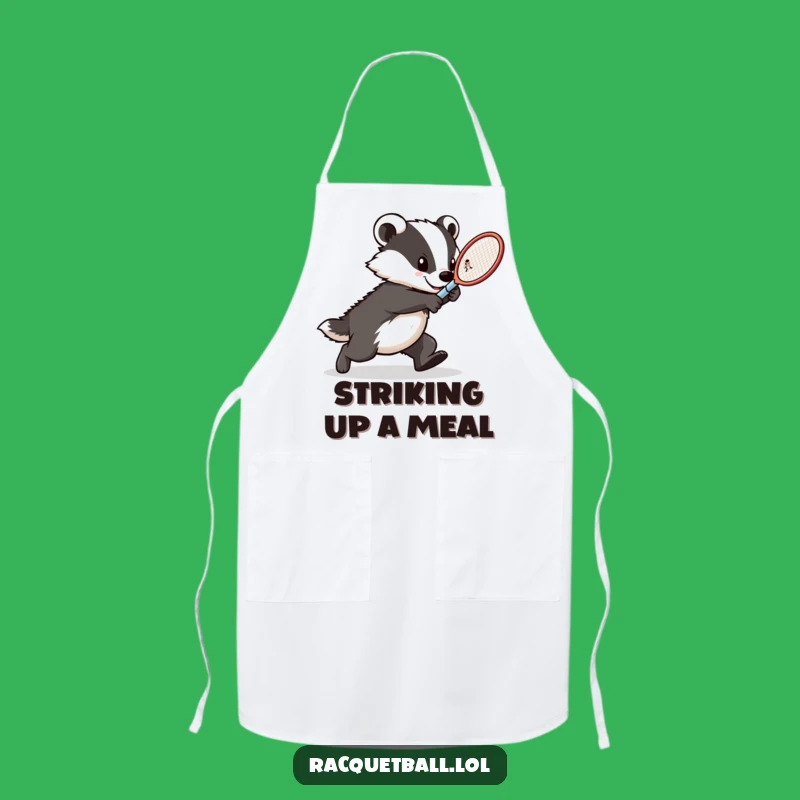 Funny Badger Tennis Apron: Determined Chef Racquet Kitchen Wear, Unique Humorous Gift