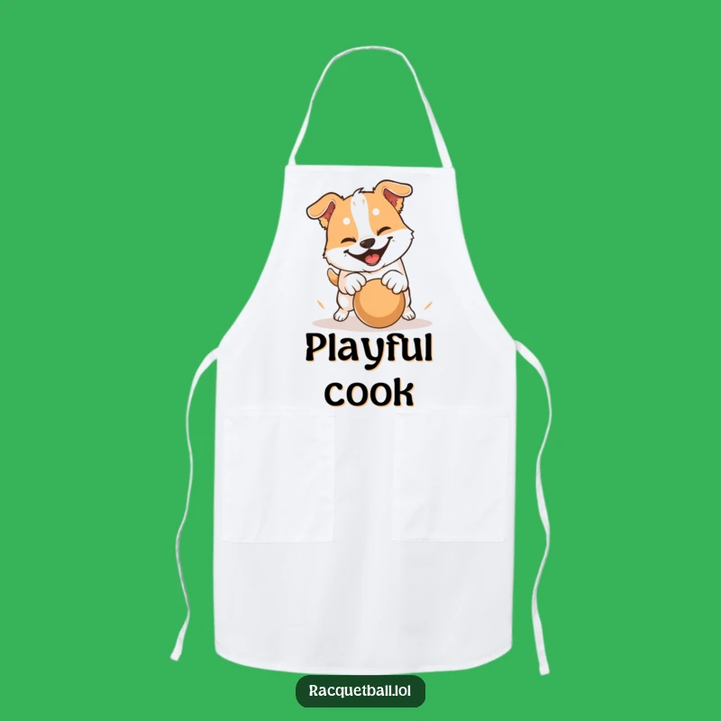 Funny Dog Pounce Apron: Playful Chef with a Determined Spirit