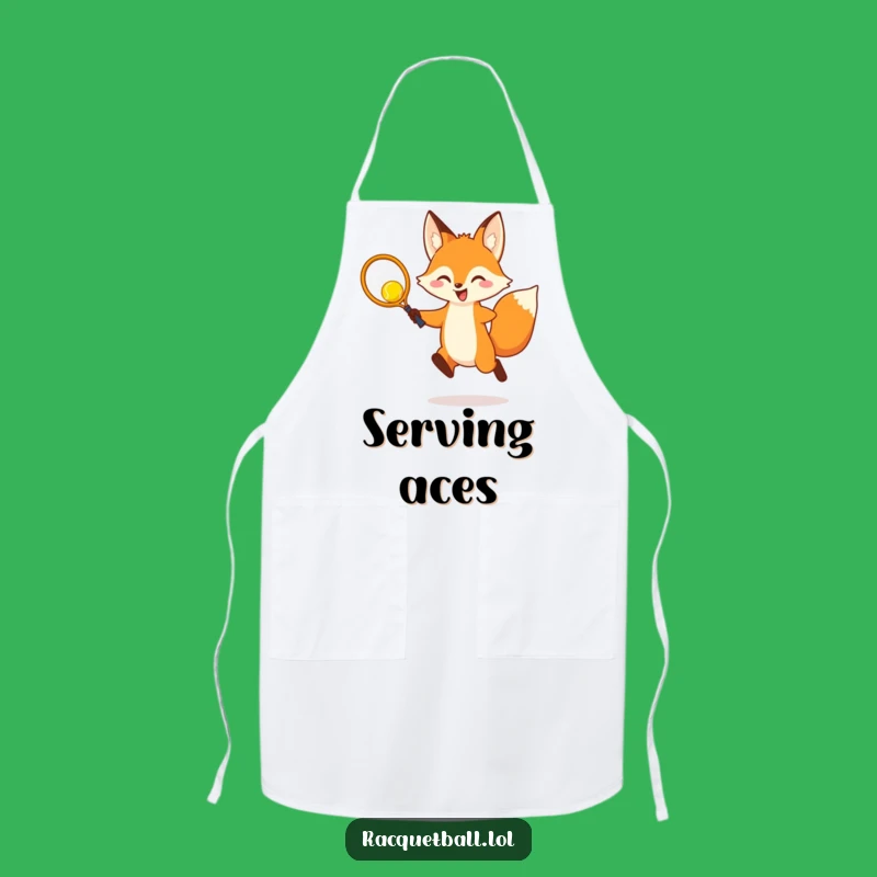 Funny Fox Racquetball Leap Apron: Cook with Cheerful Sports Flair!