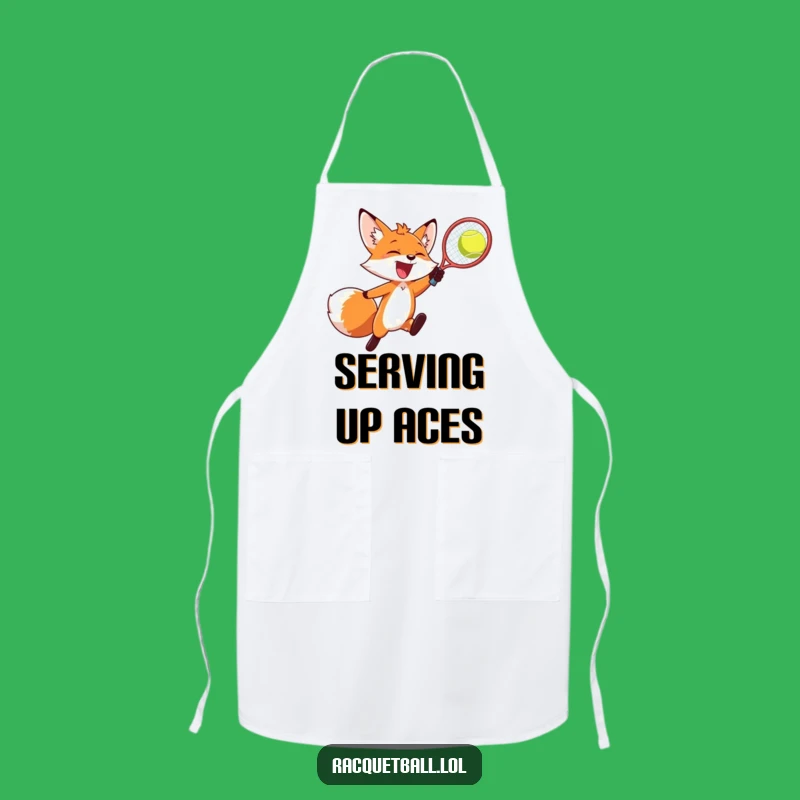 Funny Joyful Fox Racquetball Apron: Cook with Athletic Flair and Humor