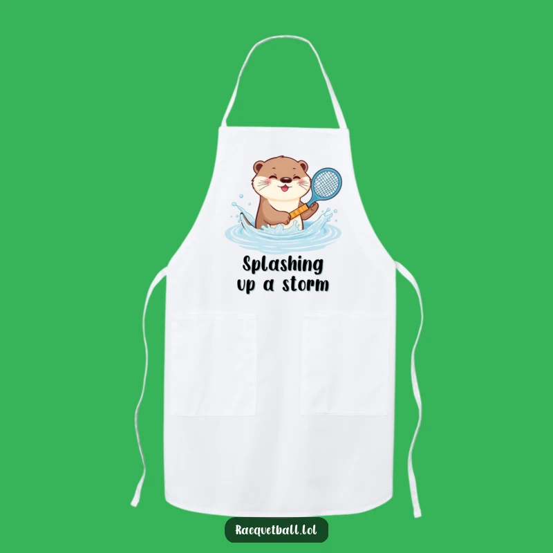Funny Otter Tennis Apron: Playful Chef Racquet Kitchen Wear, Unique Humorous Gift