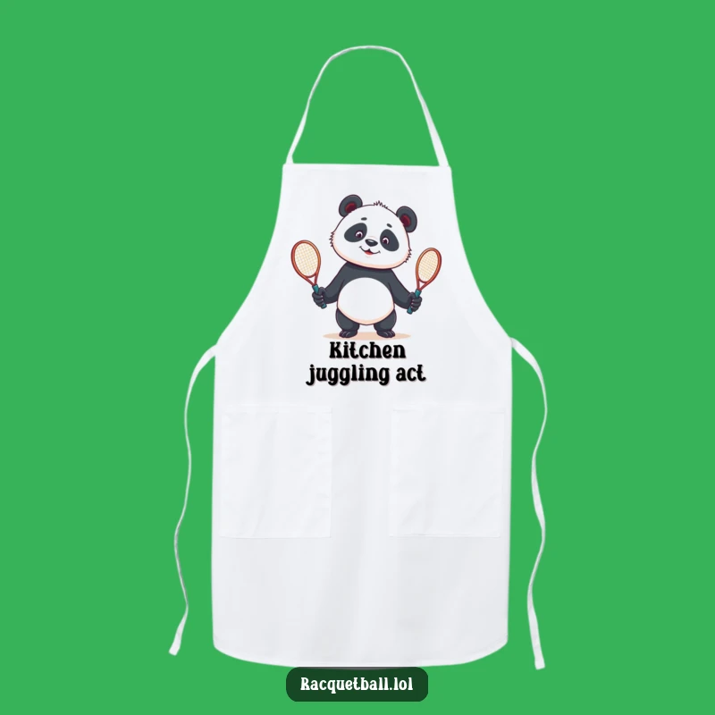 Funny Panda Tennis Apron - Kitchen Juggling Racquets Chef Gift