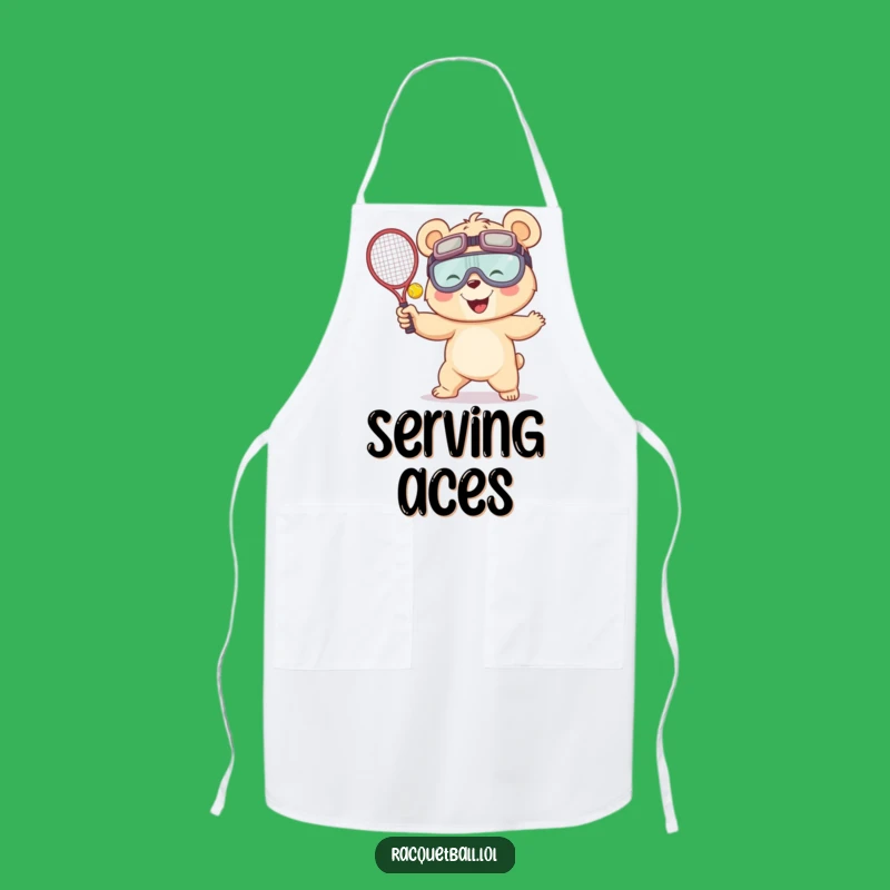 Funny Racquetball Bear Apron - Giggling Kitchen Serve Gift