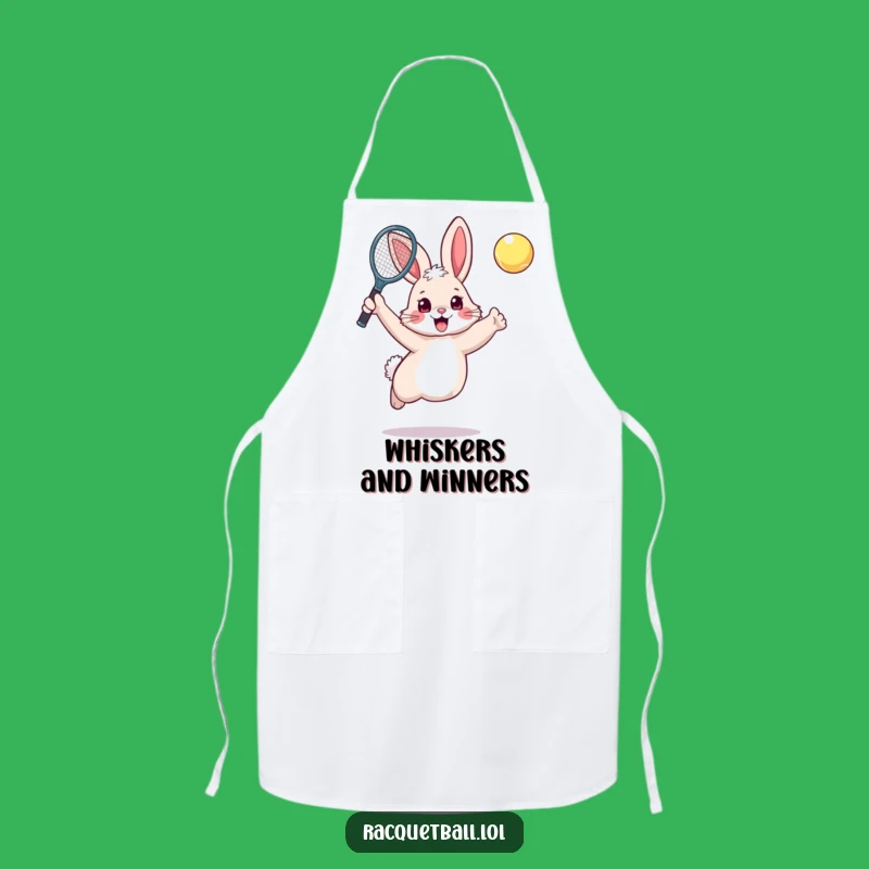 Funny Rabbit Tennis Apron: Excited Bunny Plays Tennis, Kitchen Funny Gift