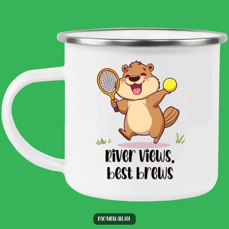 Funny Beaver Racquetball Camping Mug: Trailhead Humor for Your Favorite Outdoor Drink