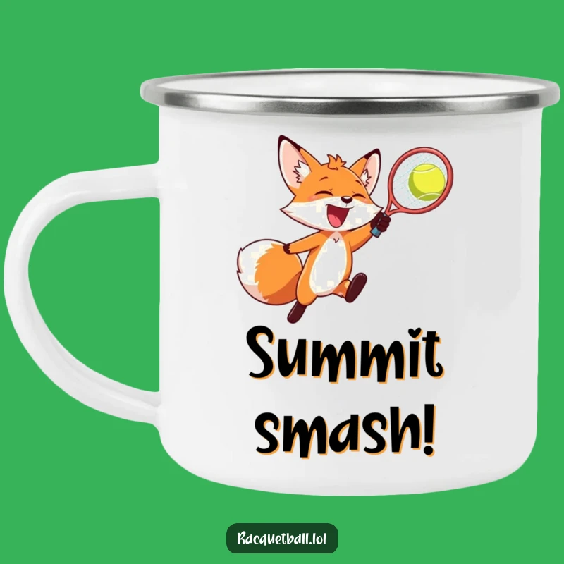 Funny Joyful Fox Racquetball Camping Mug: Adventure Fuelled by Energy