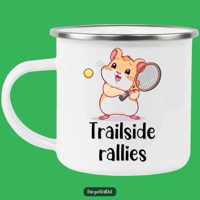 Funny Kawaii Hamster Racquetball Camping Mug: Adventure Fuelled by Cute Energy