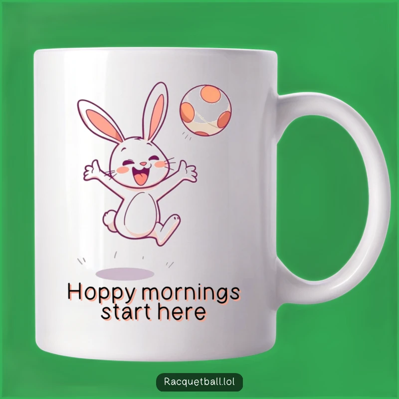 Funny Bunny Tennis Mug: Cheerful Leaper's Energetic Hit for a Joyful Gift