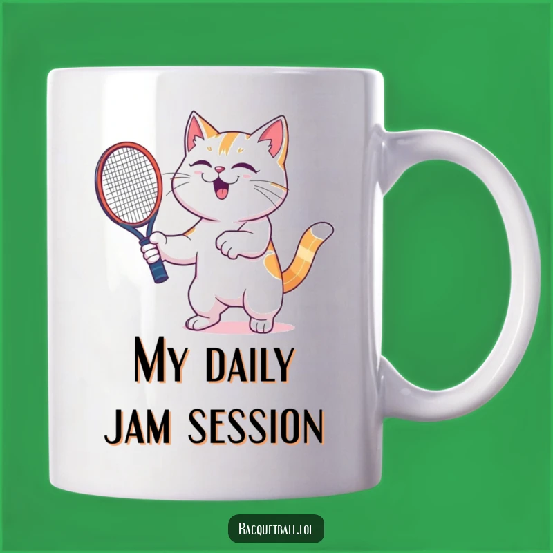 Funny Cat Racquetball Mug - Hilarious Gamer Gift for Cat Lovers