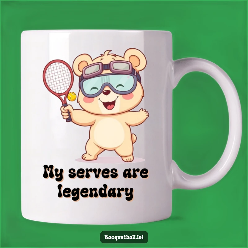Funny Racquetball Serving Bear Mug - Hilarious Sports Gift for Players