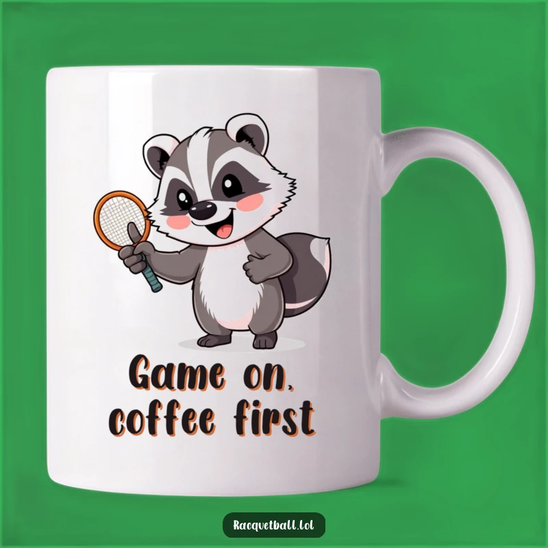 Funny Badger Thumbs Up Racquet Mug - Perfect Humorous Sports Gift Idea