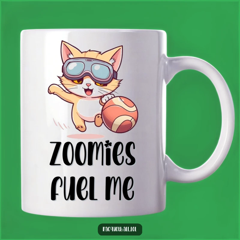 Funny Cat Goggles Mug: Enthusiastic Ball Chaser Gift