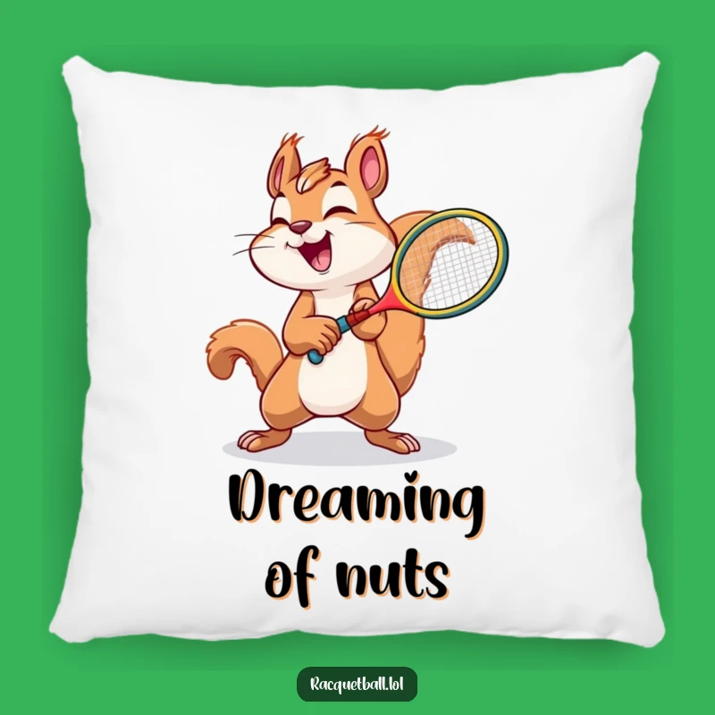 Funny Squirrel Tennis Pillow: Joyful Squirrel Plays Tennis, Comfy Funny Gift