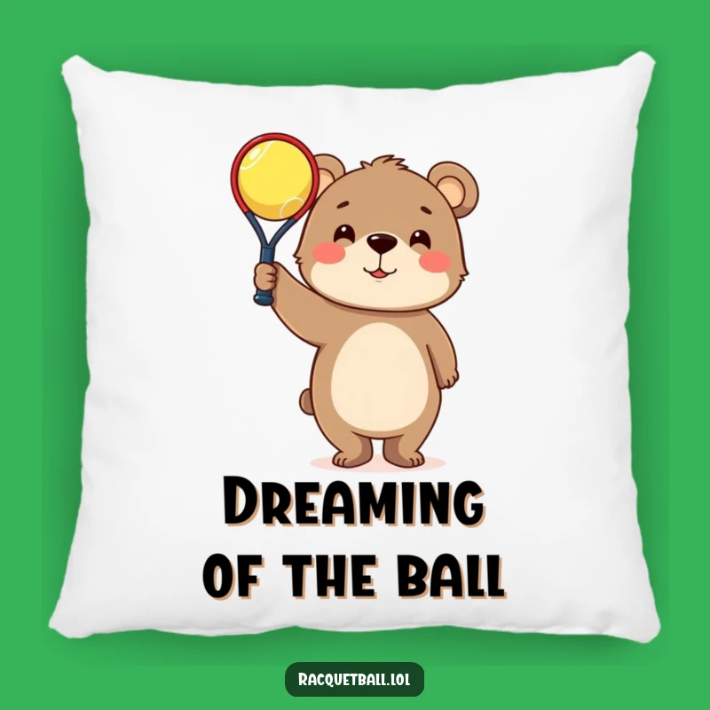 Funny Bear Racquetball Pillow: Cozy Tiny Triumph Cushion, Perfect Funny Gift