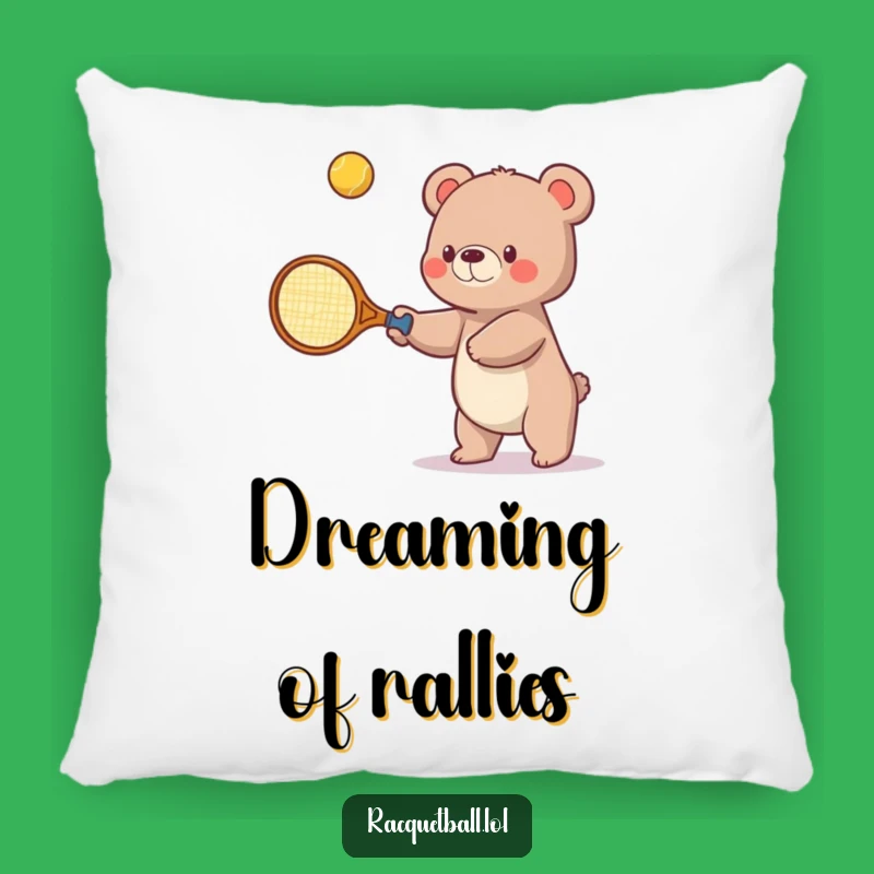 Funny Bear Tennis Pillow - Cozy Oversized Racquet Cushion