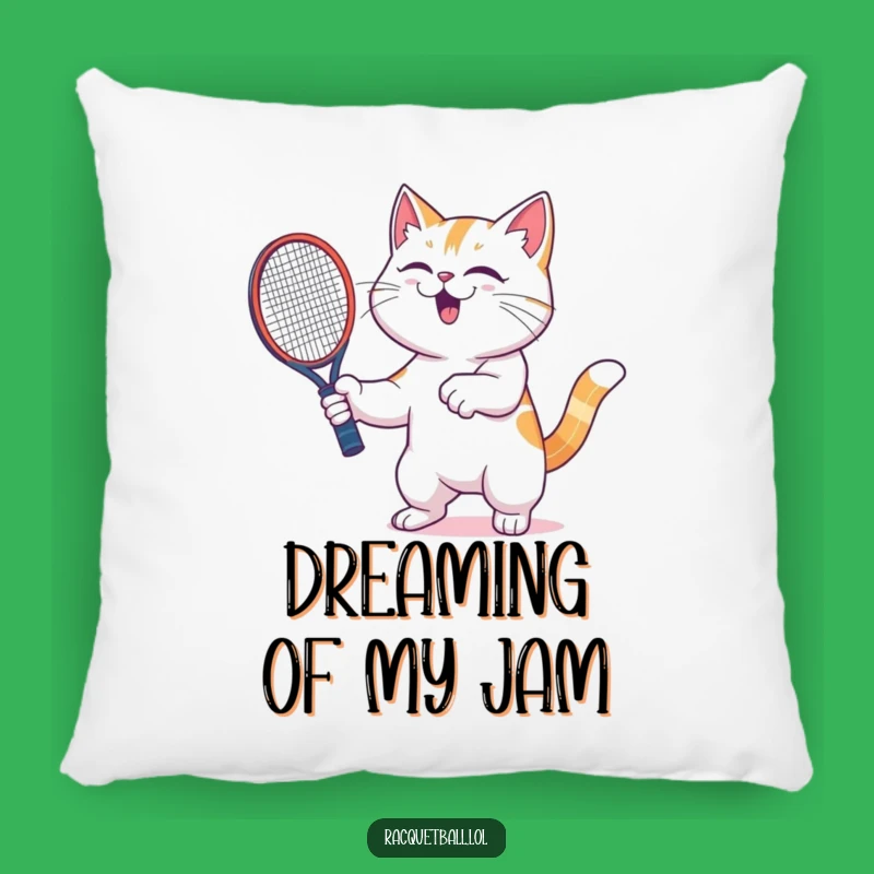 Funny Cat Racquetball Pillow - Cozy Cushion for Gaming Fanatics