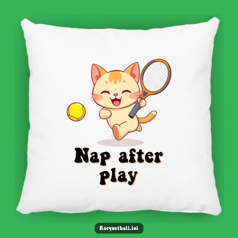 Funny Cat Tennis Pillow: Happy Player, a Cozy Funny Gift