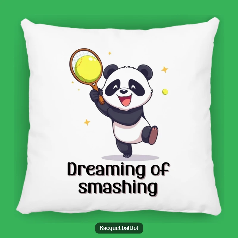 Funny Panda Racquetball Smash Pillow: Cozy Up with Aggressive Glee!