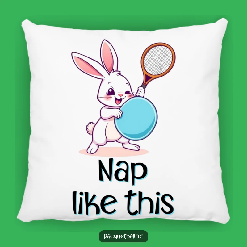 Funny Rabbit Pillow: Cozy Racquetball Rabbit Accent Pillow, Perfect Gift