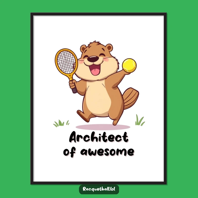 Funny Beaver Racquetball Digital Art: Instant Laughs for Your Walls, Sports Fan Art