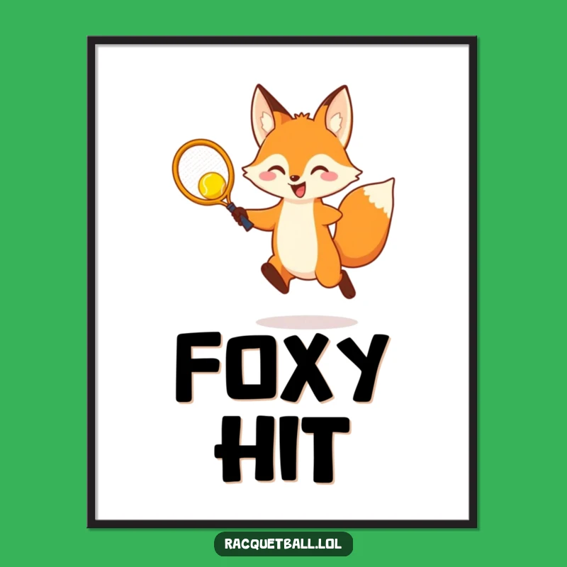 Funny Fox Racquetball Leap Digital Art: Cheerful Vibes for Your Walls!