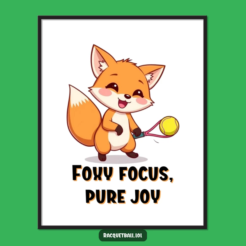 Funny Fox Racquetball Digital Art: High-Quality Print for Gamer's Wall