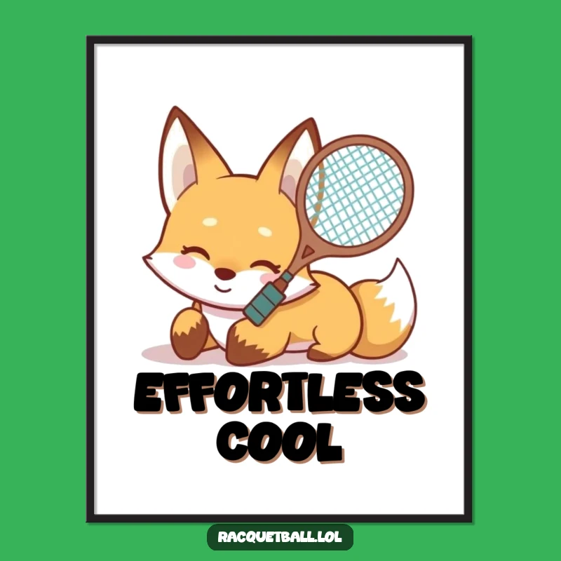 Funny Fox Slide Digital Art: Racquet Ready, Instant Funny Gift