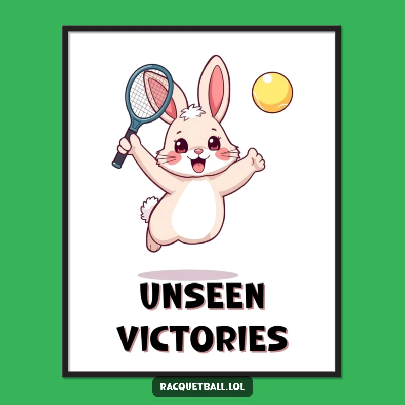 Funny Rabbit Tennis Digital Art: Excited Bunny Plays Tennis, Instant Funny Gift