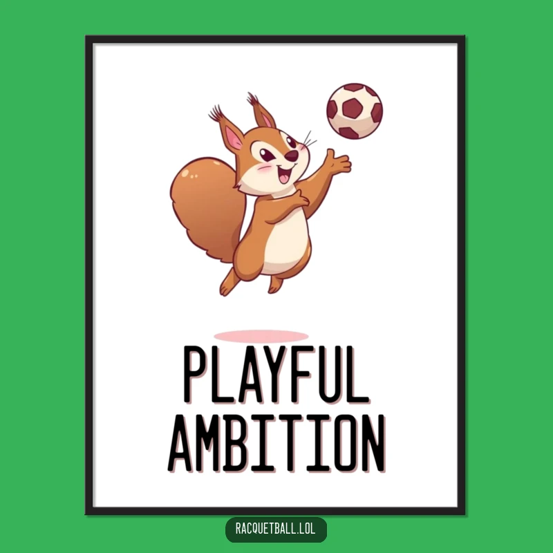 Funny Squirrel Leaping Digital Art - Determined Athlete Print