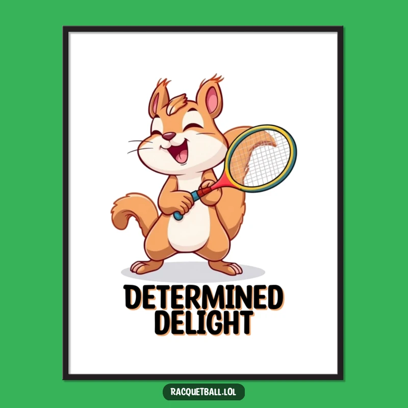 Funny Squirrel Tennis Digital Art: Joyful Squirrel Plays Tennis, Instant Funny Gift