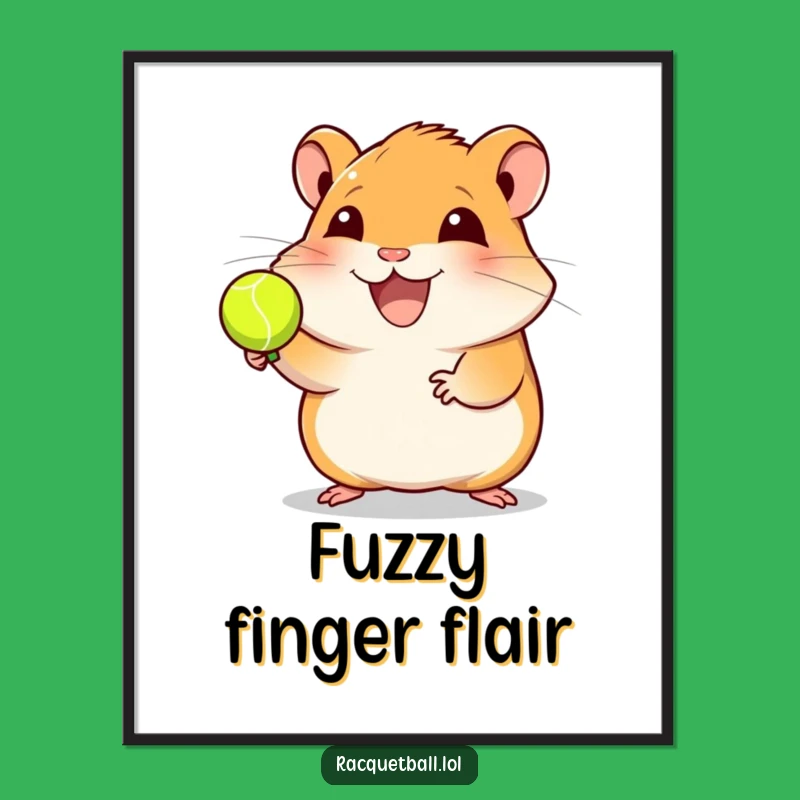 Funny Hamster Racquetball Digital Art: Joyful Sports Wall Decor Gift
