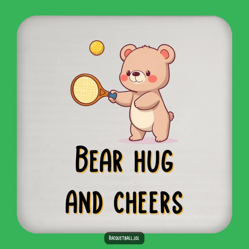 Funny Bear Tennis Coaster - Oversized Racquet Drink Protector