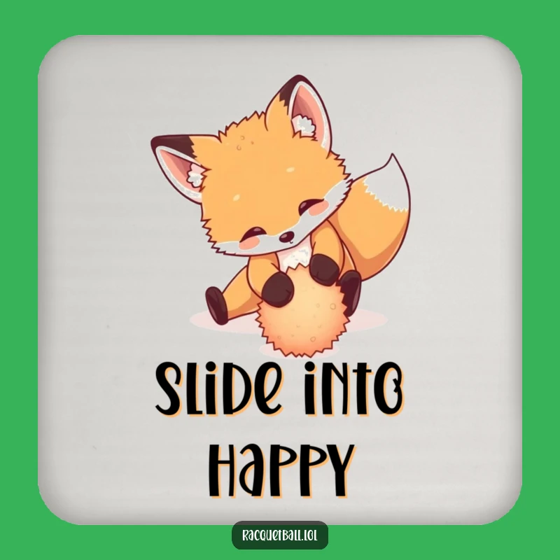 Funny Fox Tennis Coaster: Protect Surfaces with a Playful Cub's Dramatic Move Gift