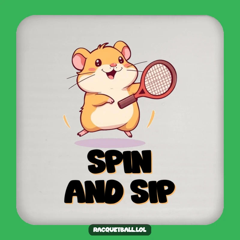 Funny Hamster Tennis Coaster: Frantic Hamster Plays Tennis, Table Protector Funny Gift