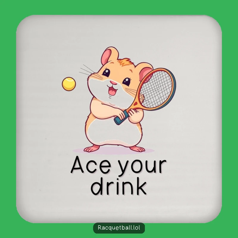 Funny Kawaii Hamster Racquetball Coasters: Protect Surfaces with Cute Sporty Style
