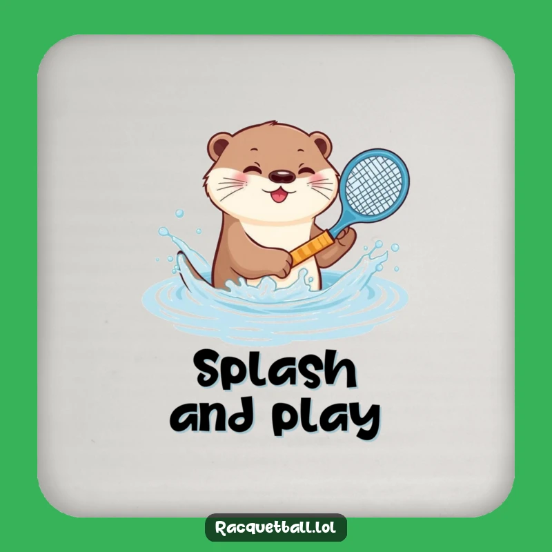 Funny Otter Tennis Coaster Set: Protective Splash Racquet Savers, Humorous Gift
