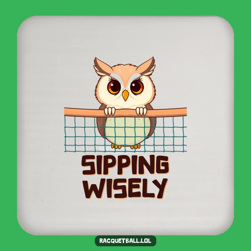 Funny Owl Coaster: Curious Net Protection, Quirky Decor Gift