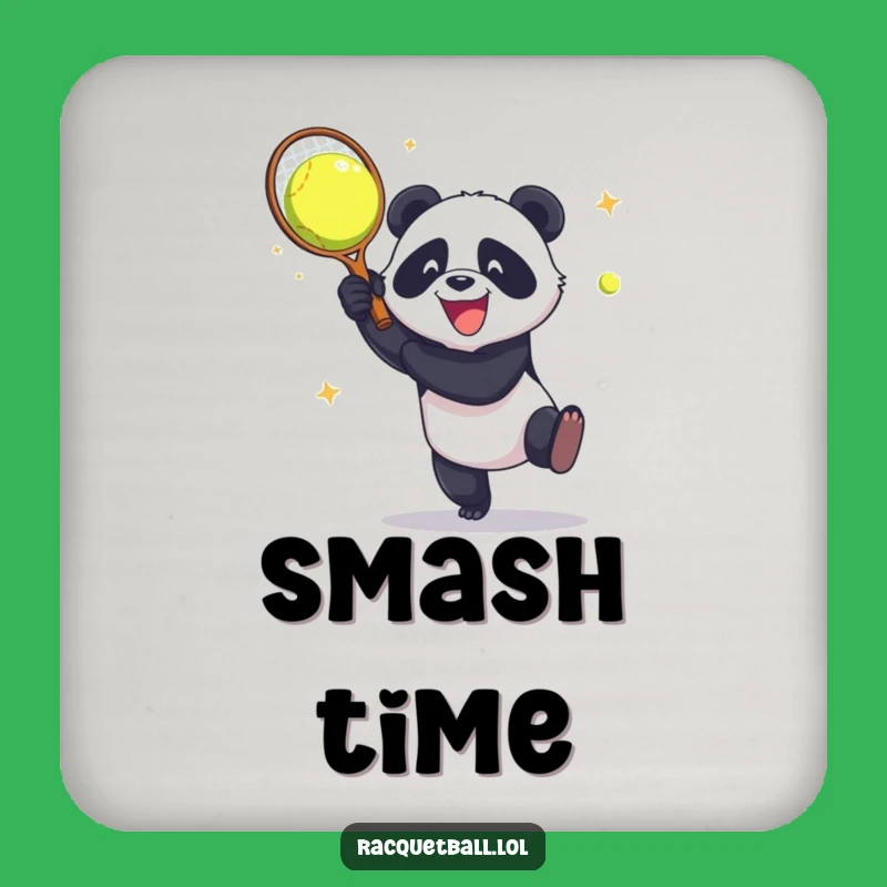 Funny Panda Racquetball Smash Coaster: Protect Surfaces with Aggressive Glee!