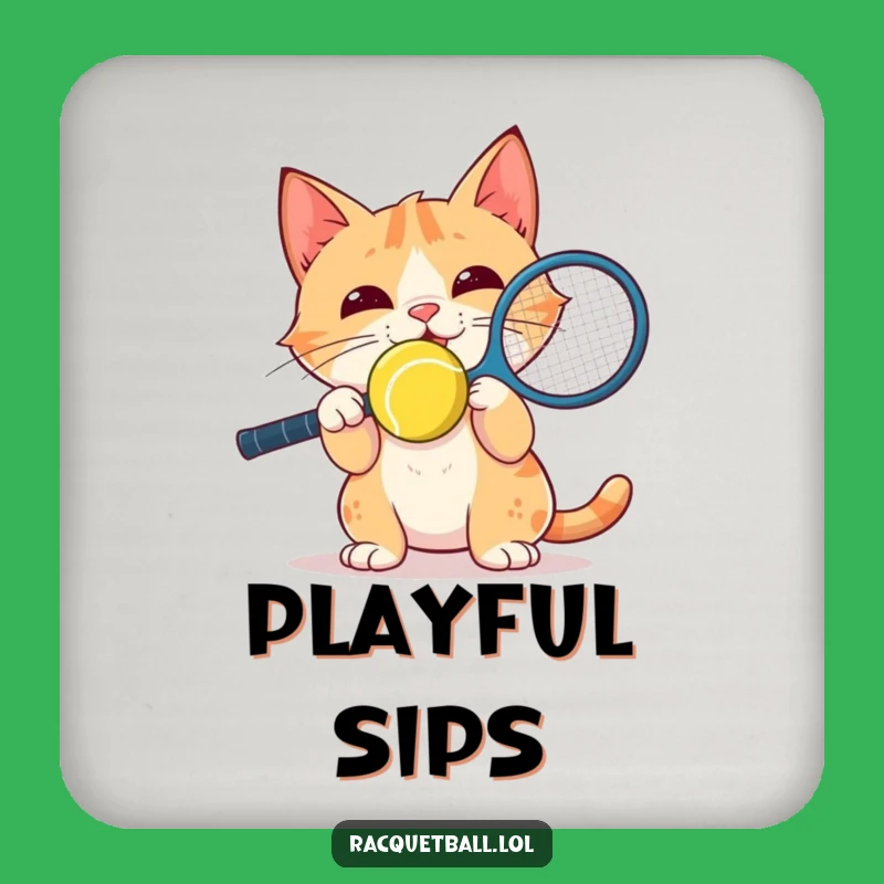 Funny Cat Racquetball Nose Coaster: Protect Surfaces with Focused Fun!