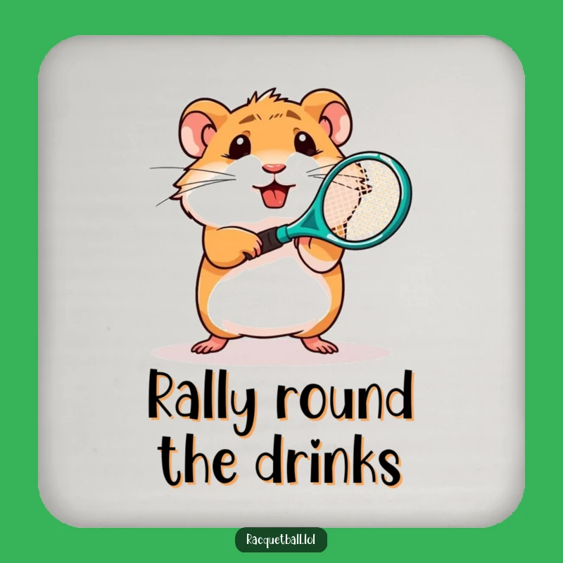 Funny Hamster Tennis Coaster: Protect Surfaces with a Determined Rodent's Game Gift