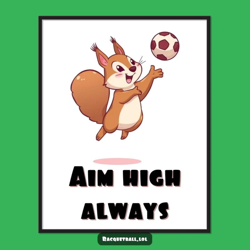Funny Squirrel Leaping Poster - Determined Athlete Art