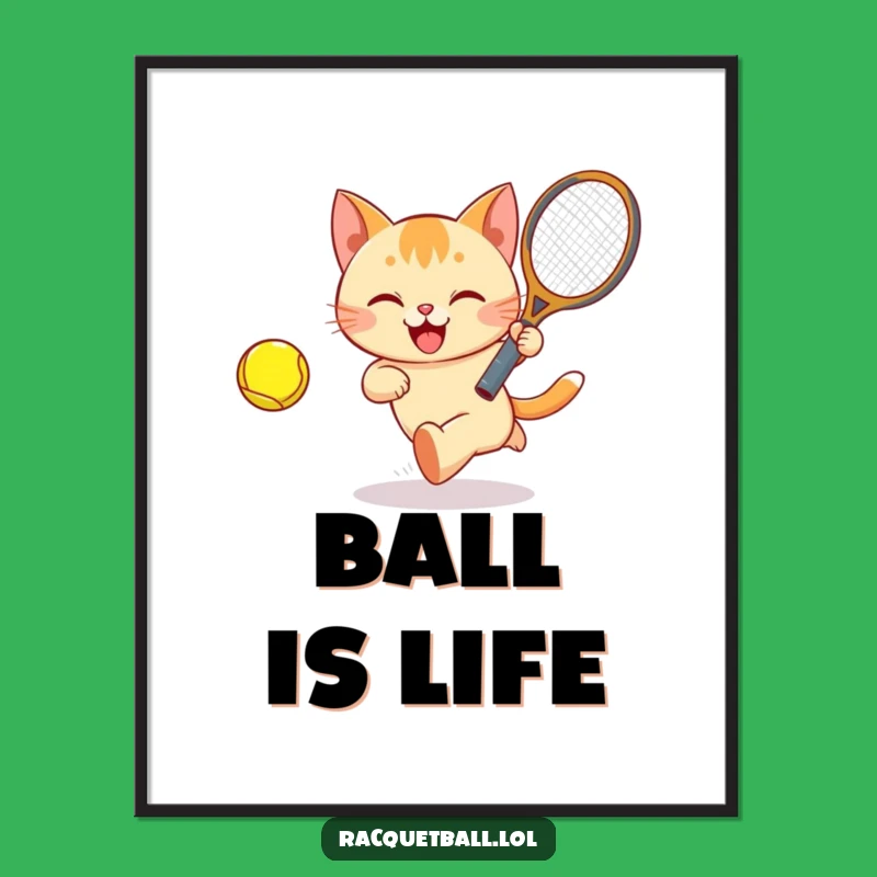 Funny Cat Tennis Poster: Happy Player, a Brilliant Funny Gift