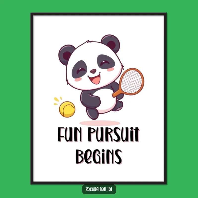 Funny Panda Racquetball Poster: Chase Art, Hilarious Decor Gift