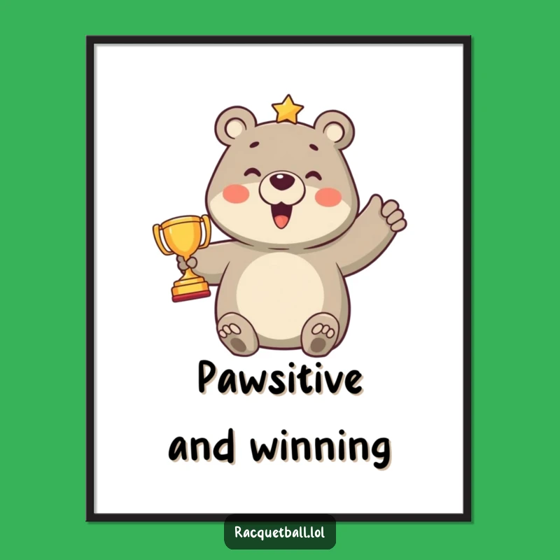 Funny Bear Trophy Poster: Celebrate Every Point, Hilarious Sports Decor