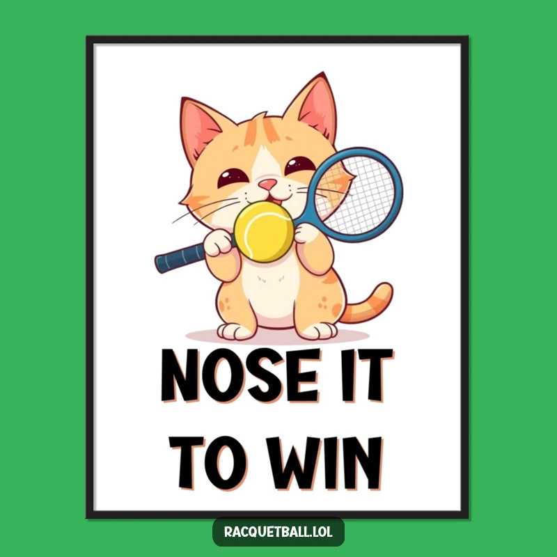 Funny Cat Racquetball Nose Poster: Focused Art for Your Walls!