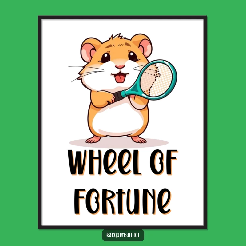 Funny Hamster Tennis Poster: Determined Rodent's Racket Swing for Sporty Decor Gift