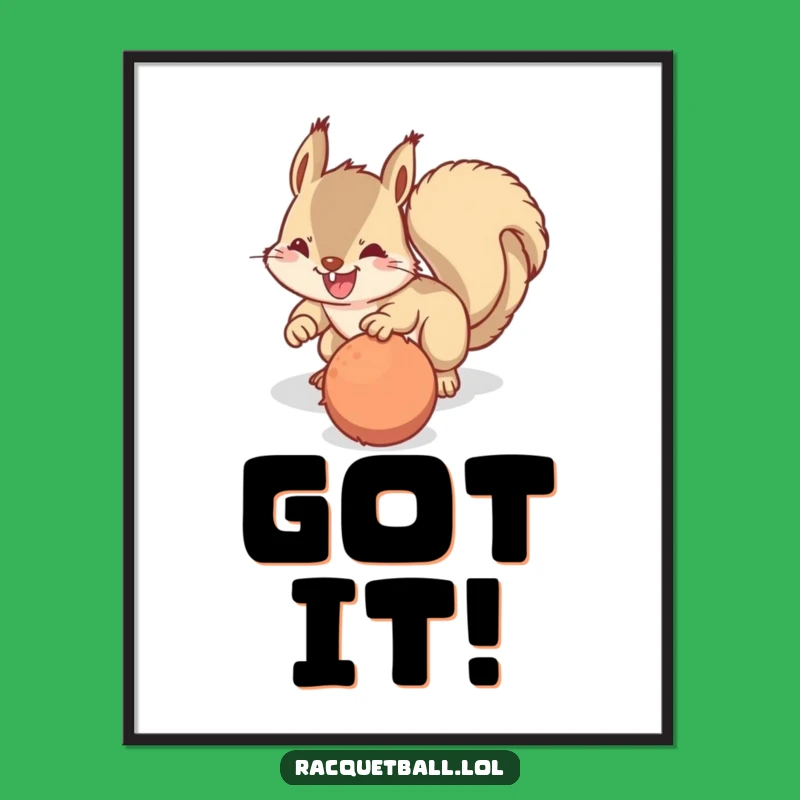 Funny Squirrel Dive Poster: Determined Action Art Print