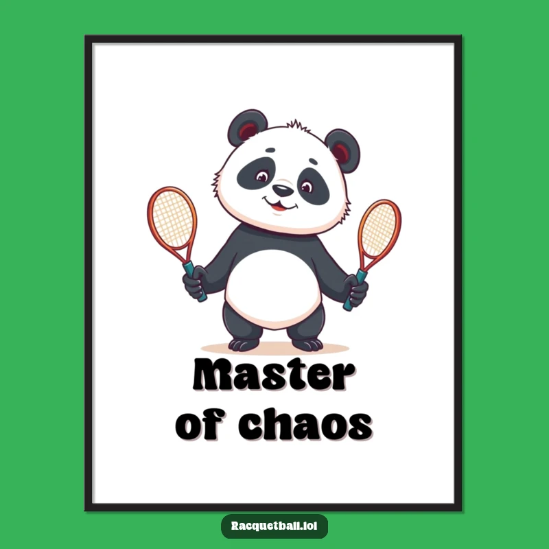 Funny Panda Tennis Poster - Hilarious Juggling Racquets Wall Art, Gift